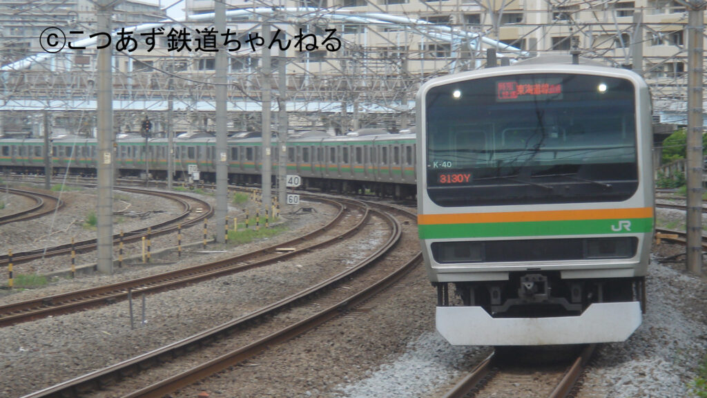 湘南新宿ラインの特別快速列車で使われるE231系1000番台(E231系近郊タイプ)横コツK-40編成