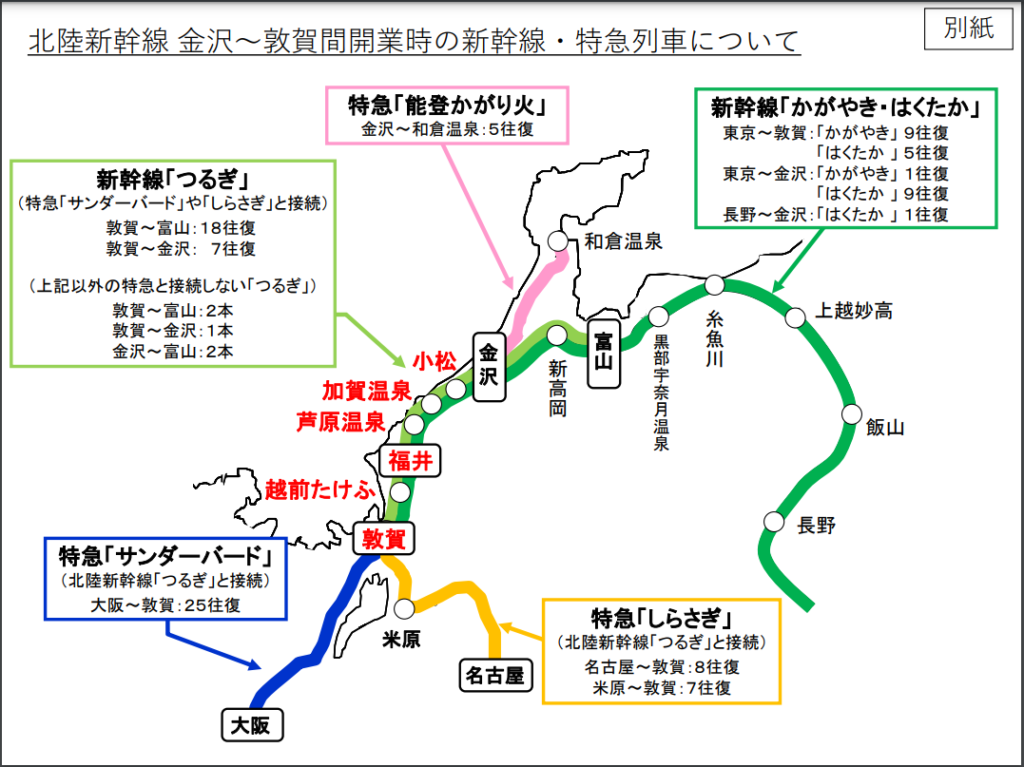 北陸新幹線敦賀開業後路線図